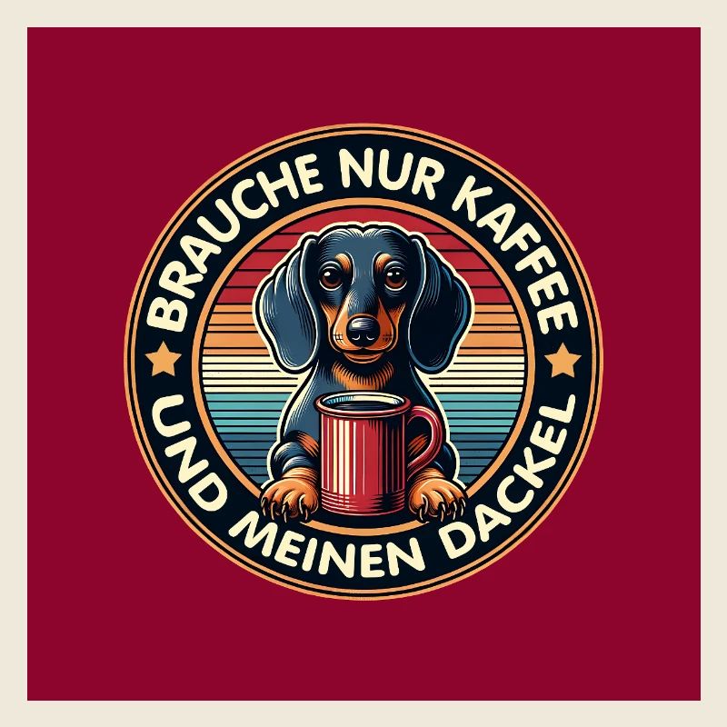 Hunde-Design Dackel mit Kaffeetasse