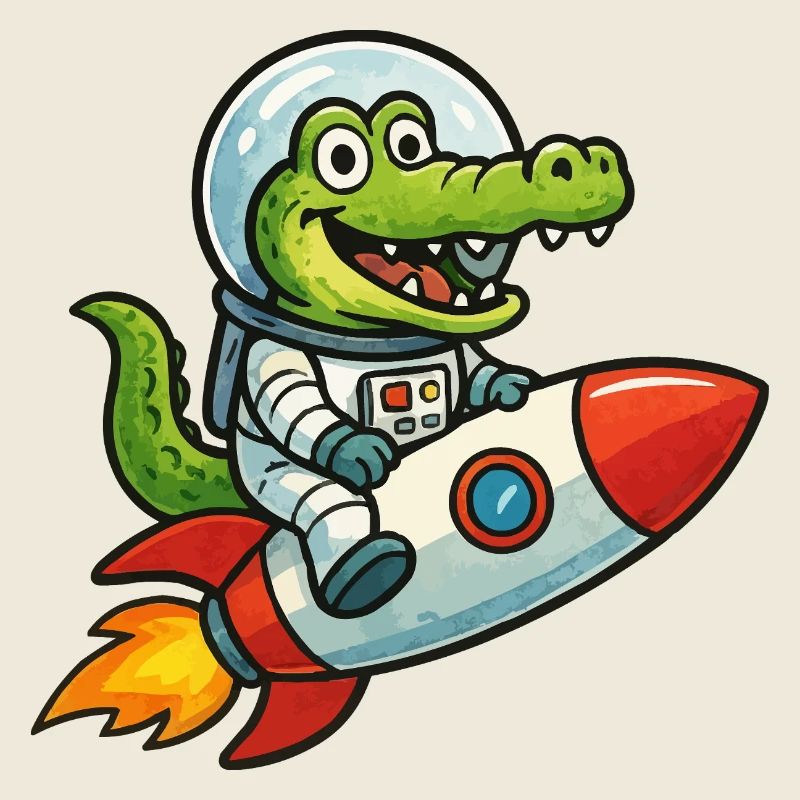 Petit crocodile dans les fusées spatiales