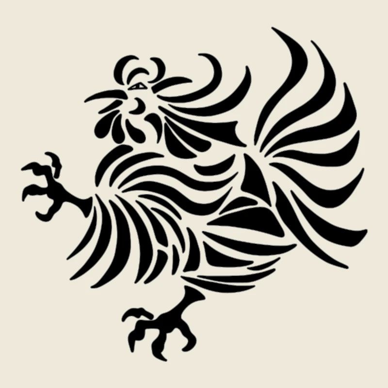 Dessin au trait complexe d'un coq