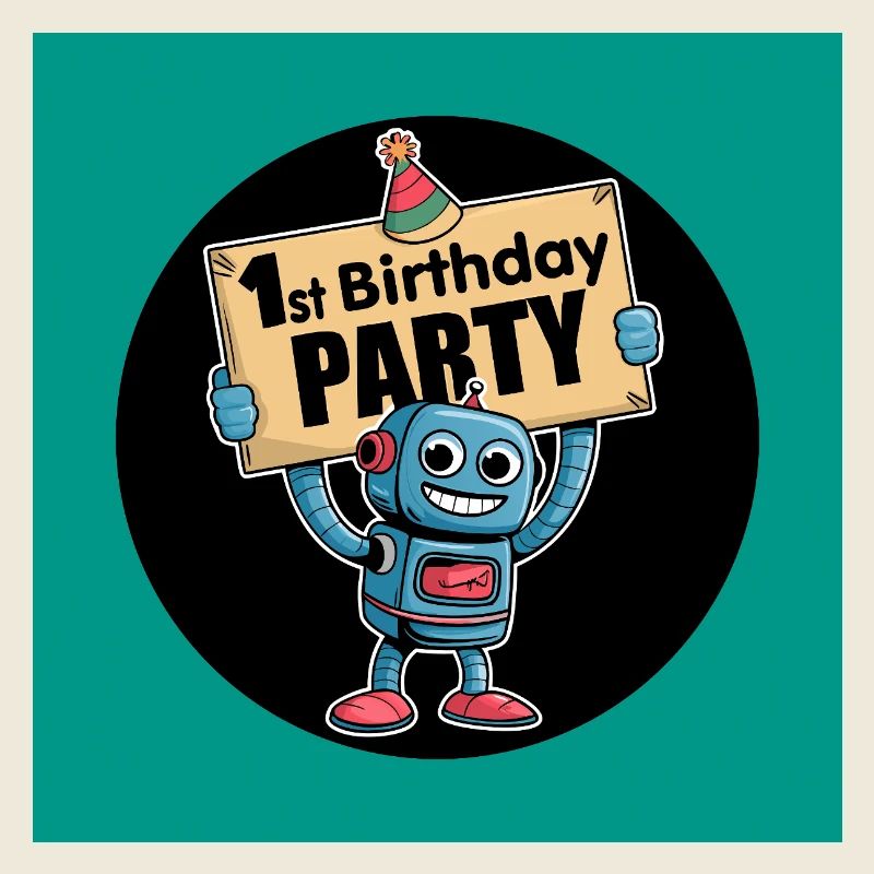 Robotic 1st birthday celebration motif