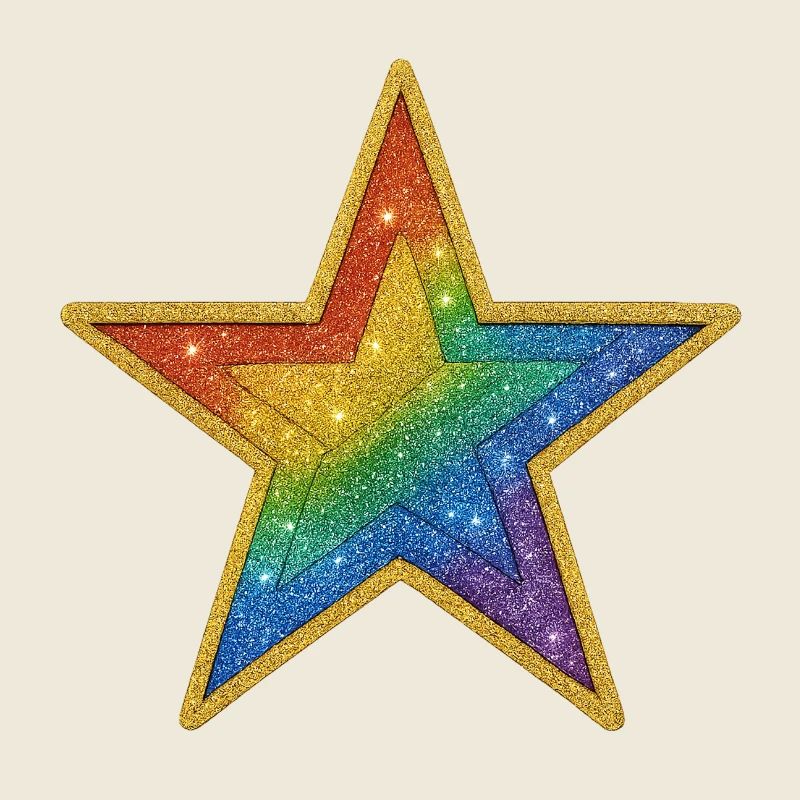 Regenbogen-Glitzer-Stern-Patch-Design
