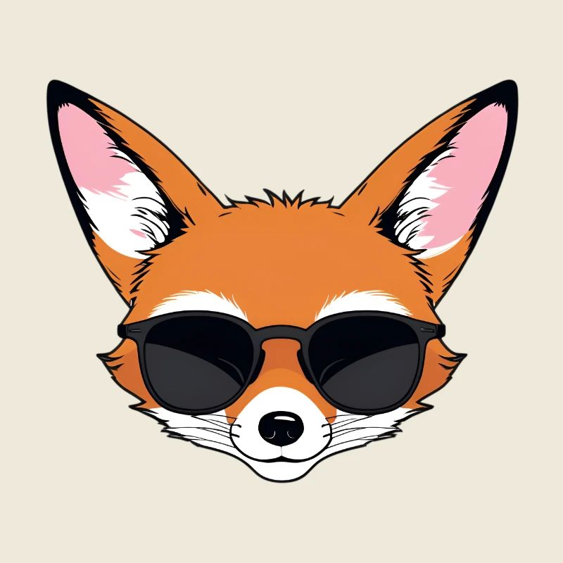 Cool fox face with sunglasses