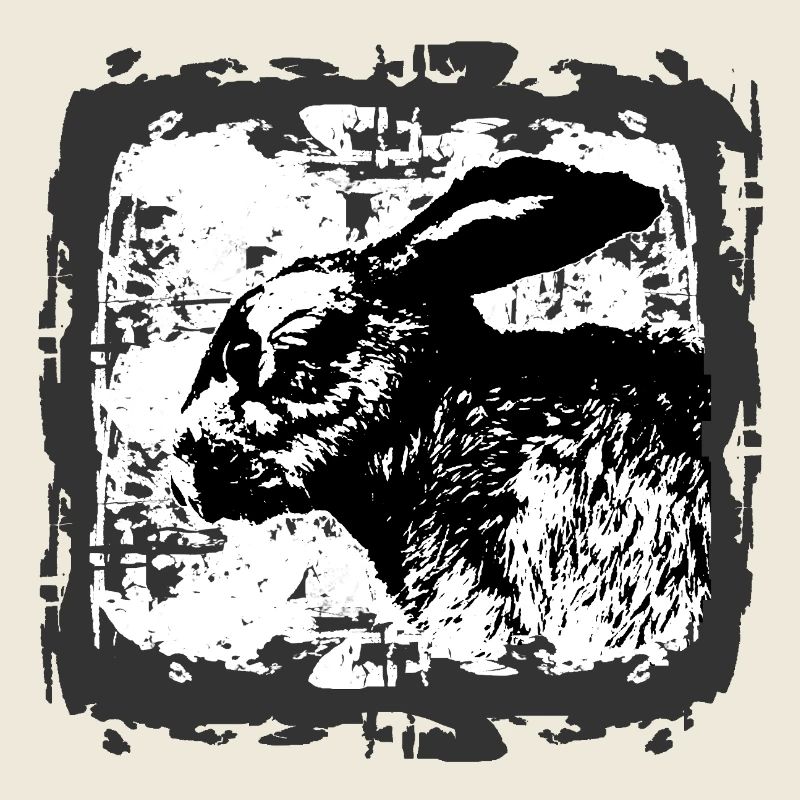 Black and White Rabbit Silhouette