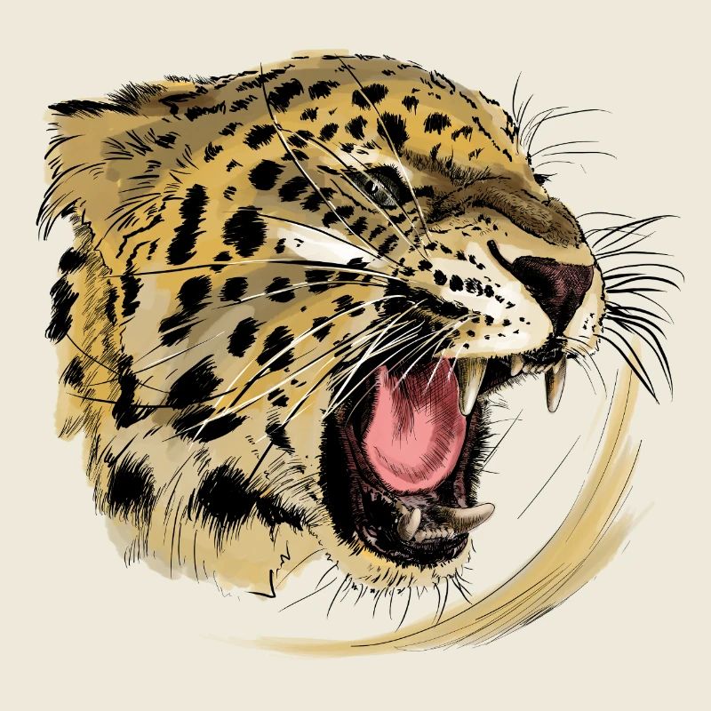 Wild predator design with leopard face