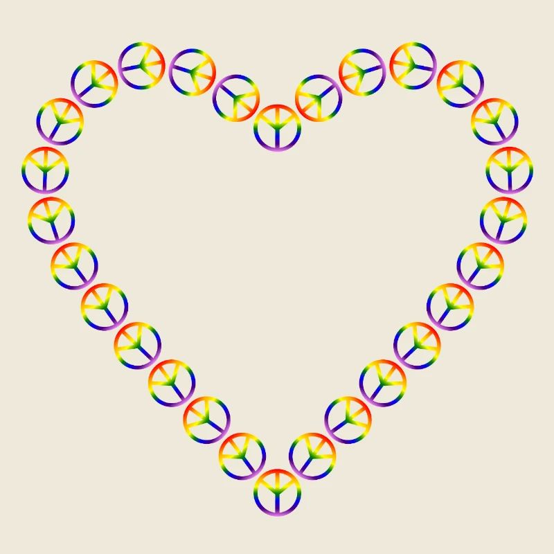 Rainbow Peace Heart Pattern
