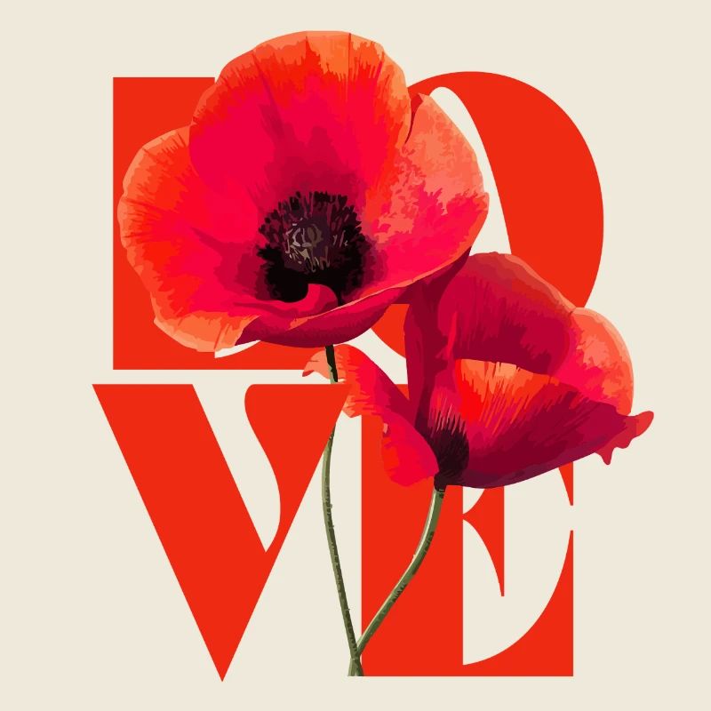 Lebendiges Mohnblumen-Kunstdesign