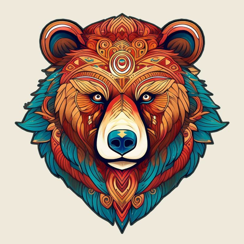 Colorful Tribal Bear Head