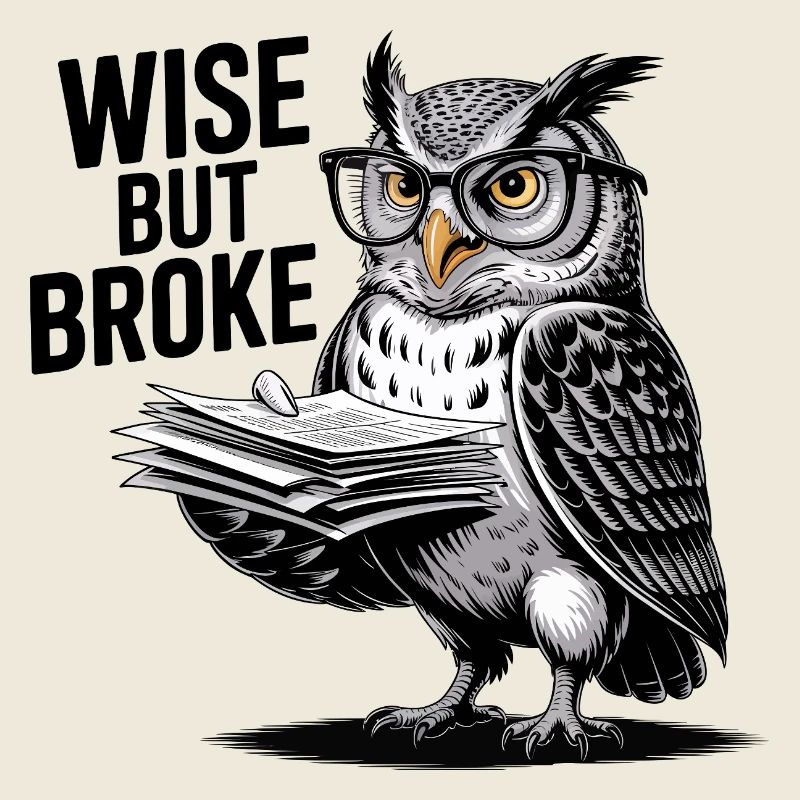 Weise, aber pleite Eule