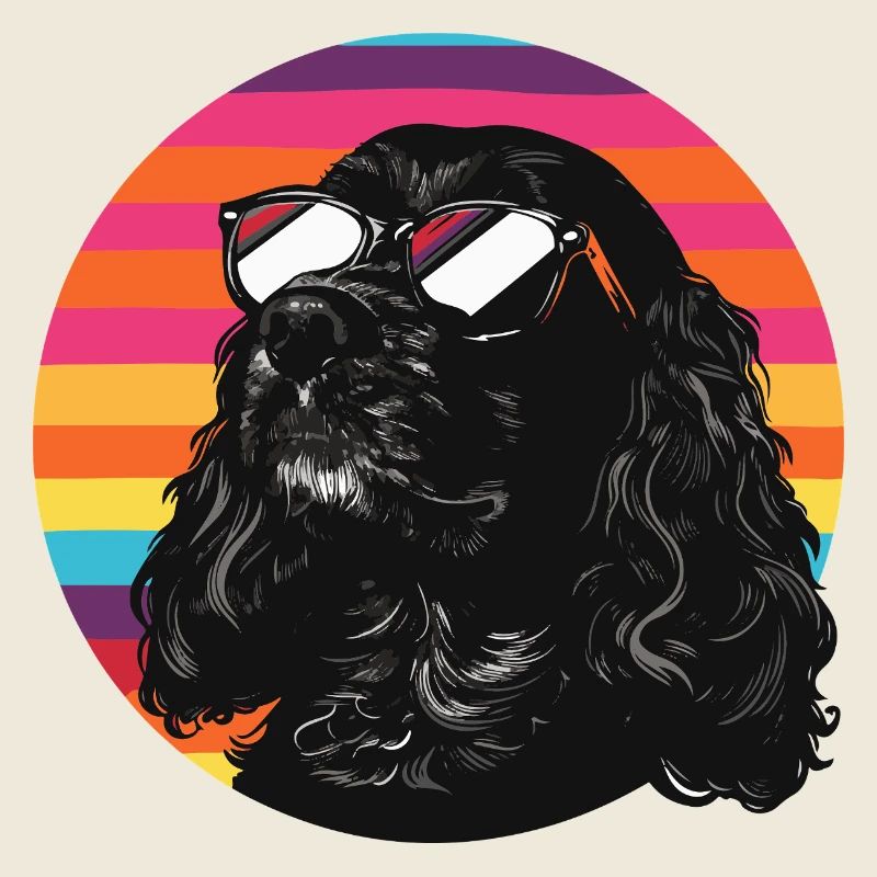 Black dog with sunglasses