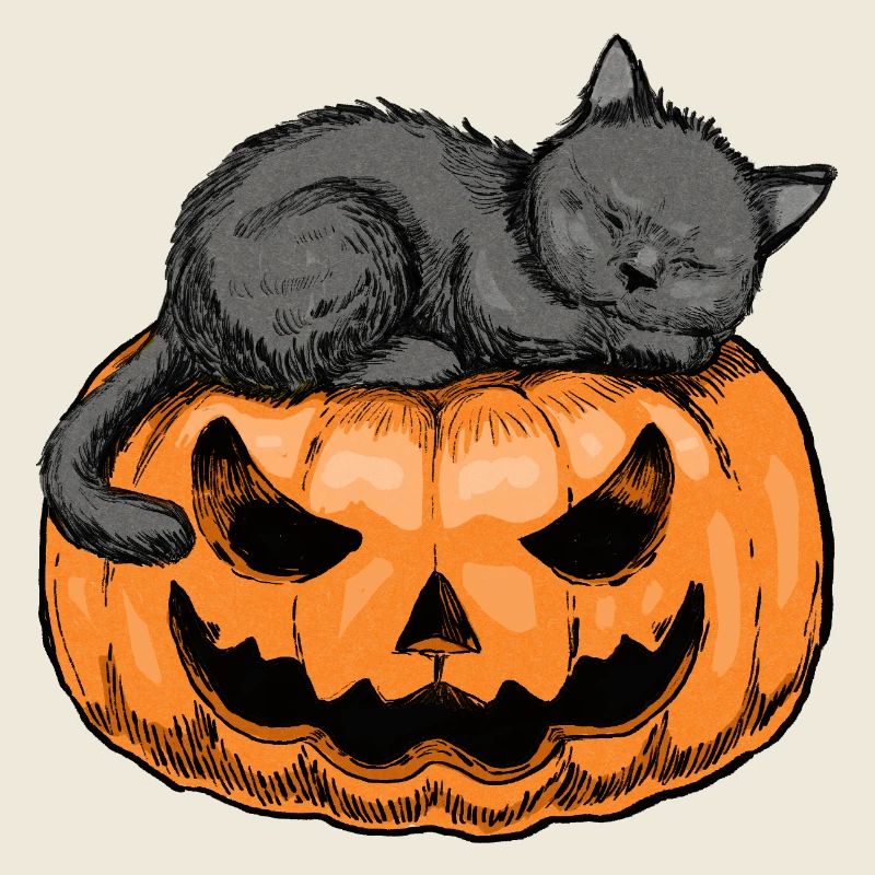 Chat endormi Halloween Design