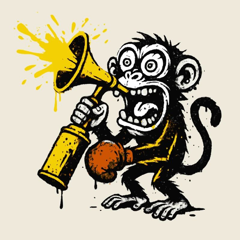 Singe expressif avec mégaphone