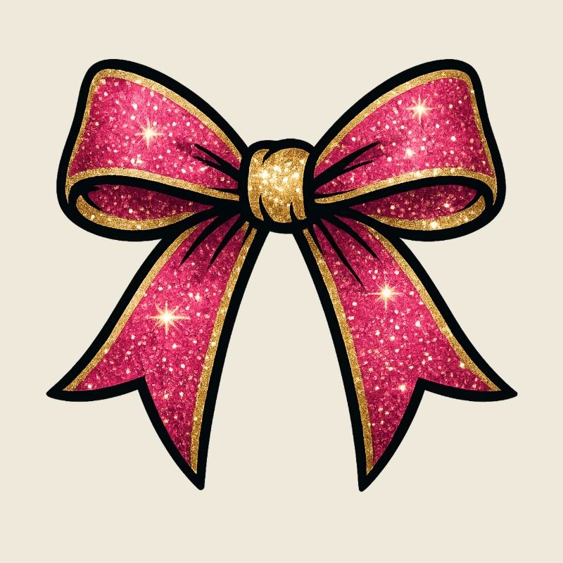 Pink glitter bow gold rim