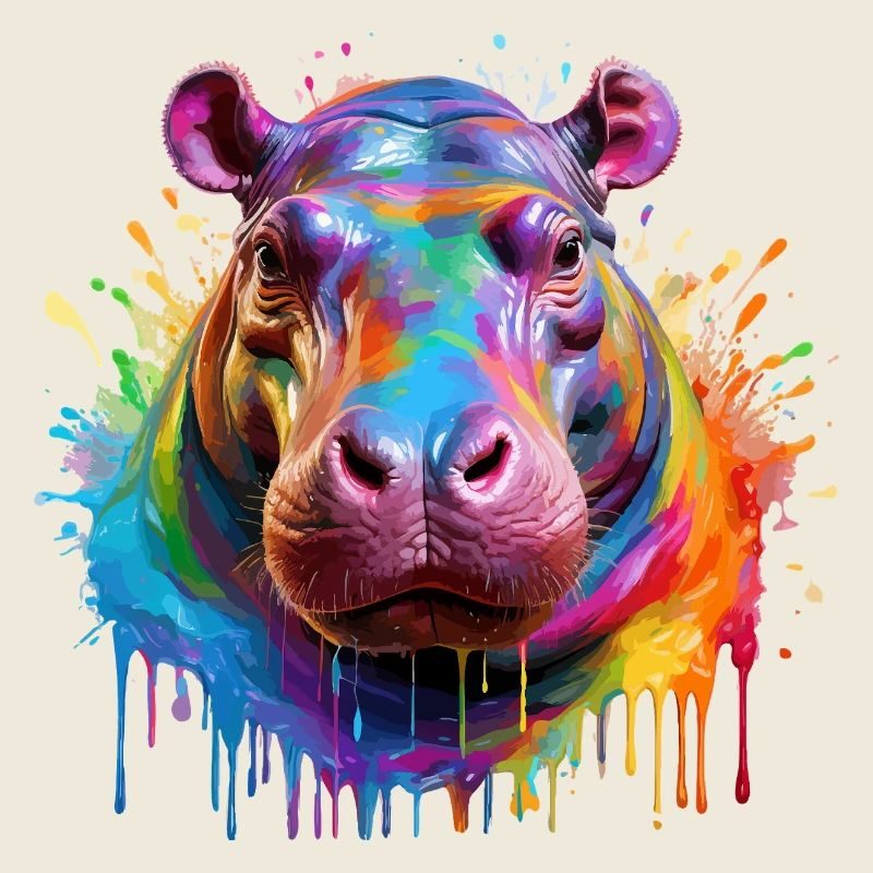Bunter Hippo Farbexplosion