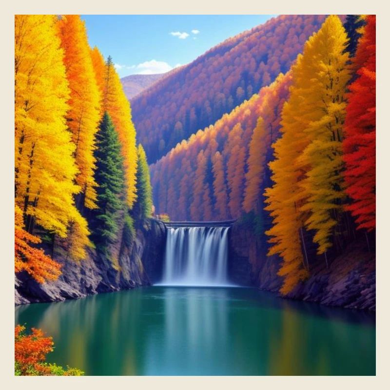 Wasserfall Herbst Goldener Wald