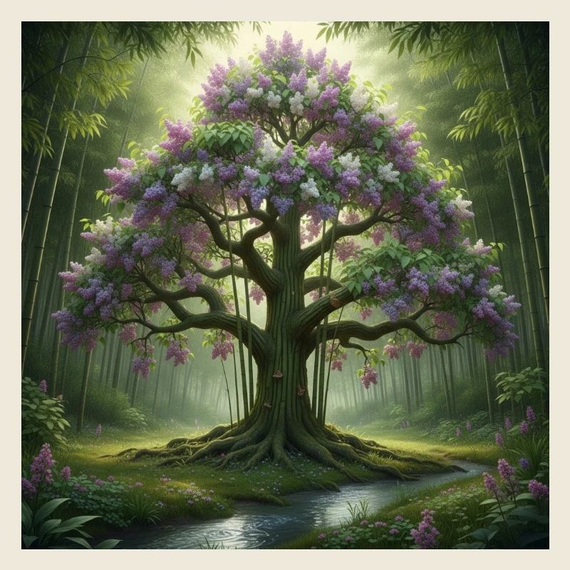 Waldbaum mit Fliederblüten