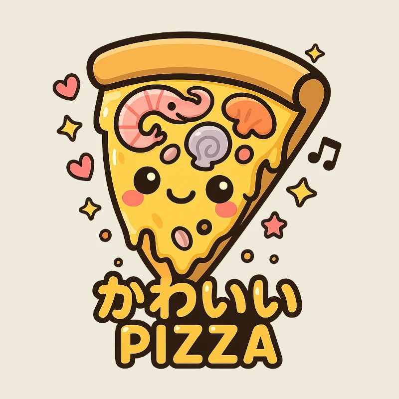 Tranche de pizza kawaii dessin animé