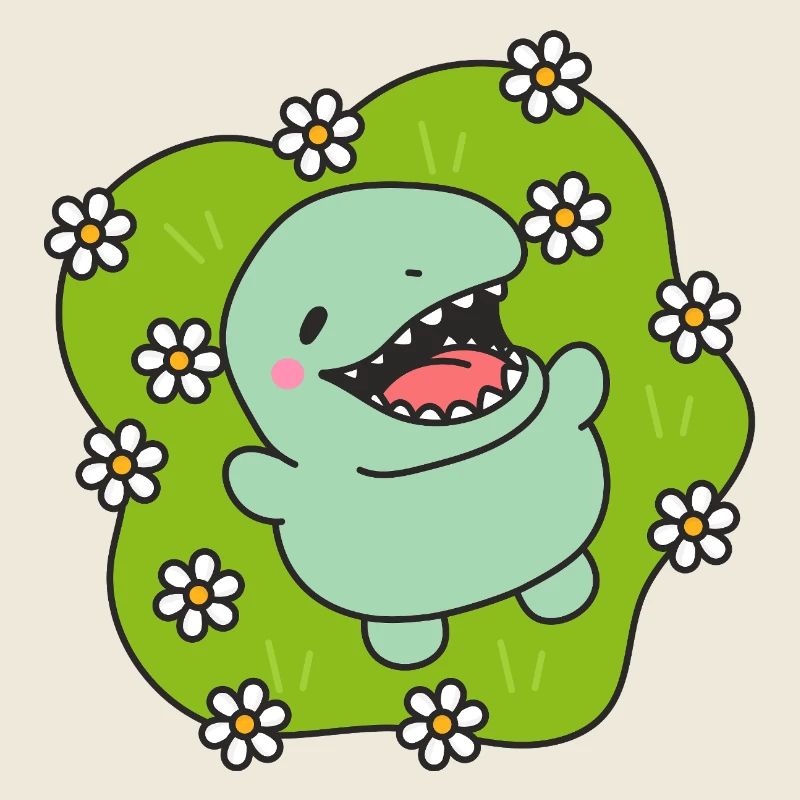 Happy Dinosaur in Spring