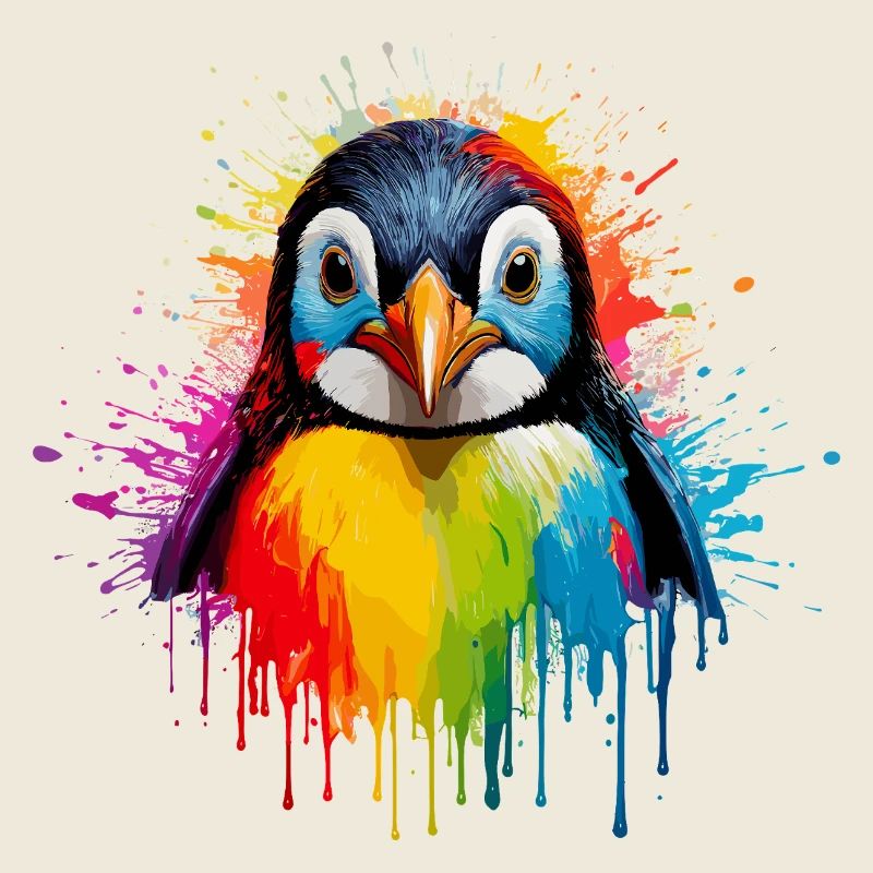 Rainbow Pinguin Spritzkunst