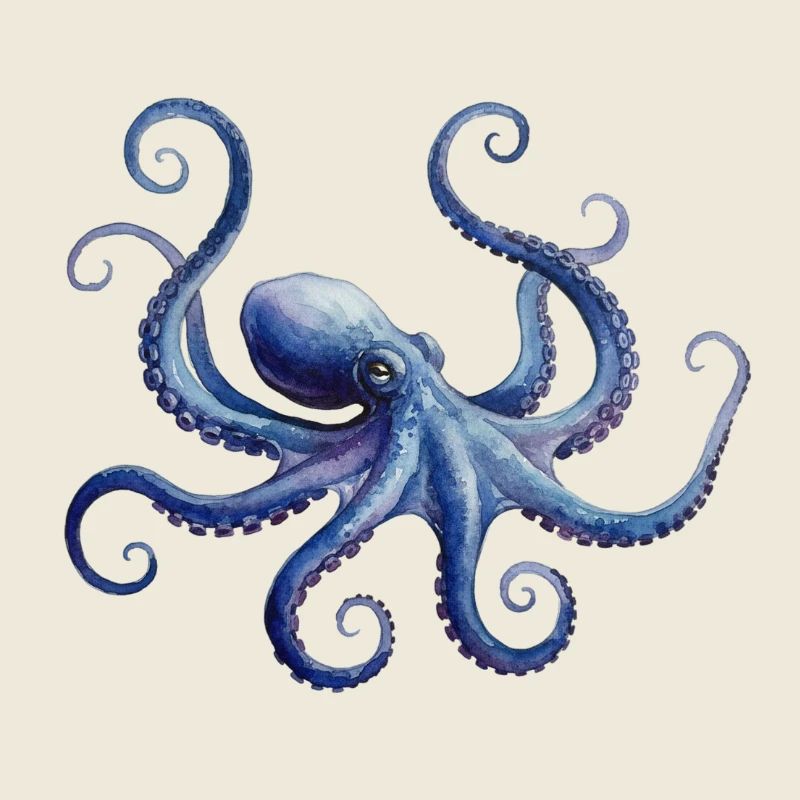 Majestic Octopus, Blue and Purple