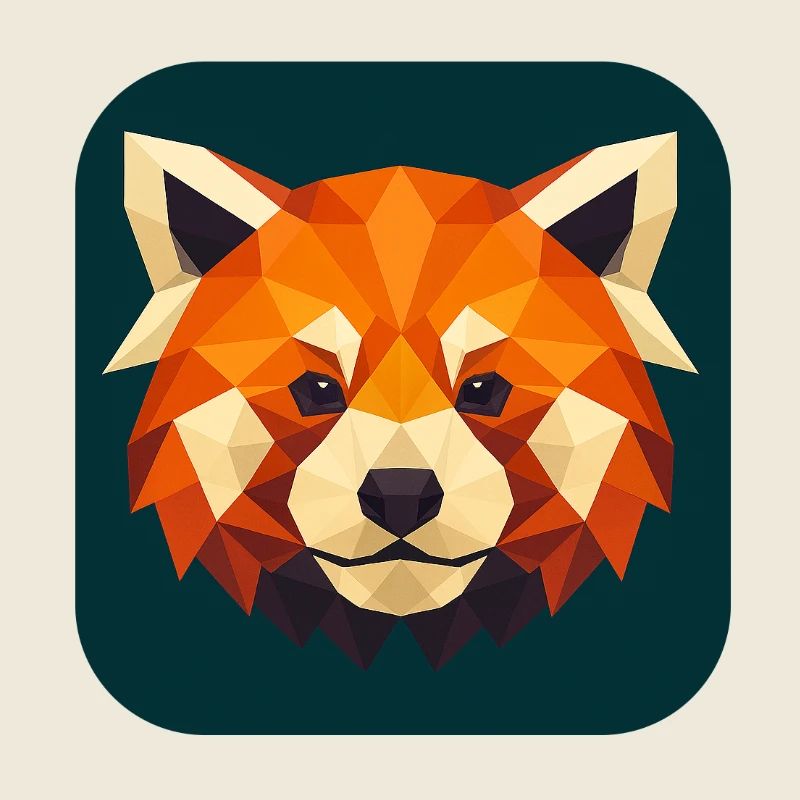 Tête de Panda Rouge Low Poly