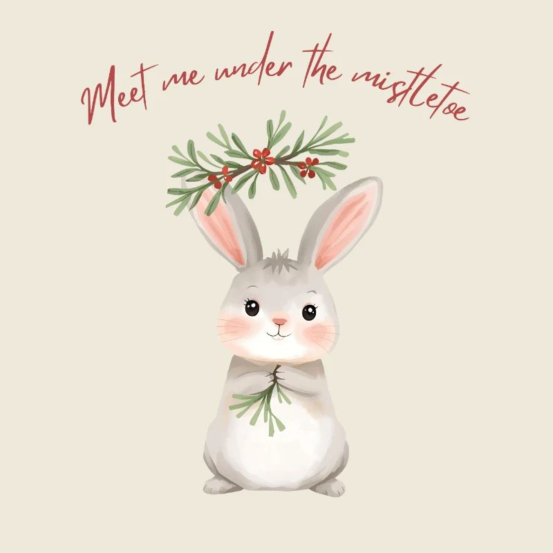 Bunny Under Mistletoe Christmas Design