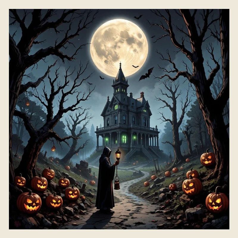 Lune sur Maison Hantée Halloween