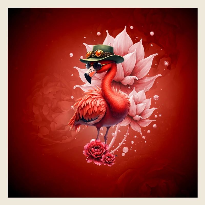 Flamant rose de Bohême avec chapeau