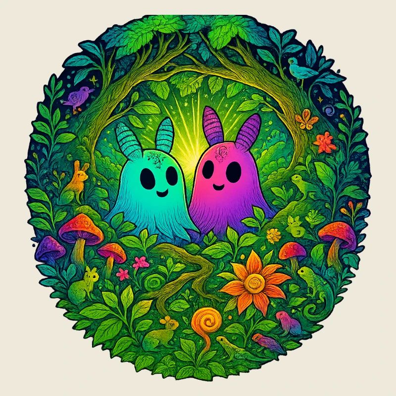 Créatures lumineuses dans la forêt enchantée