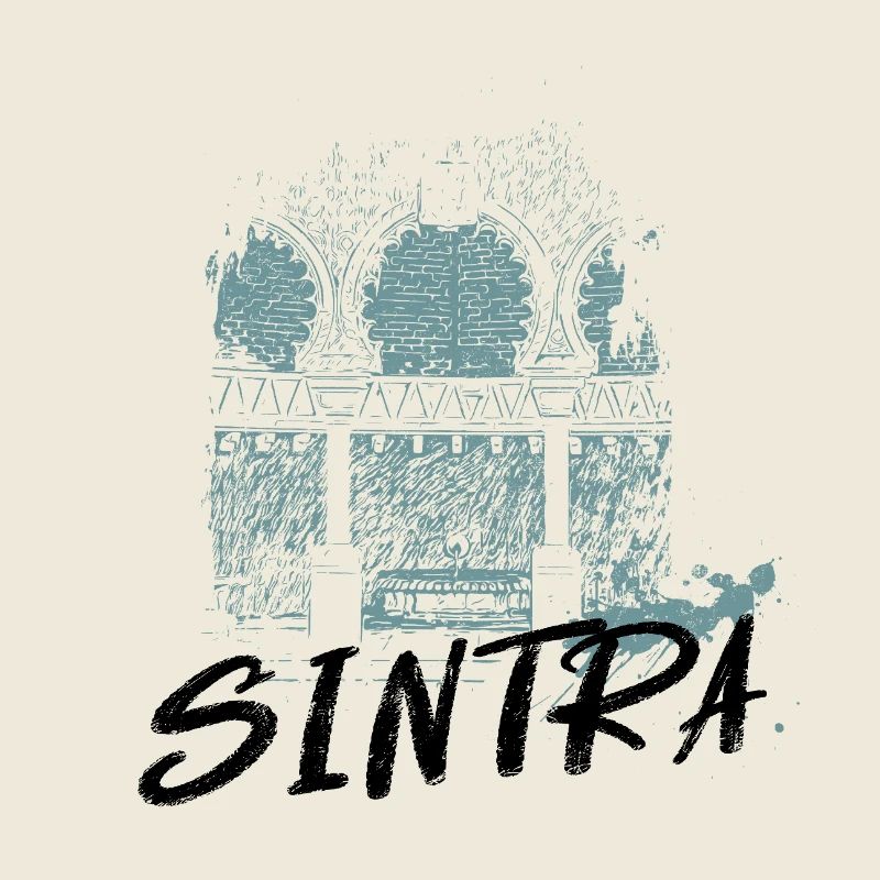 Architecture mauresque Sintra monochrome