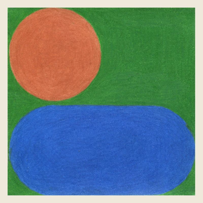 Cercle orange et rectangle bleu