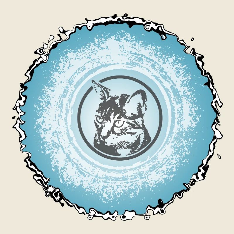 Cat Circle Blue Silhouette