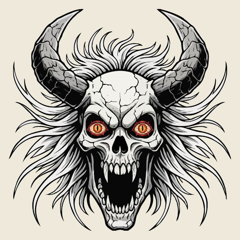 Devil skull with horns