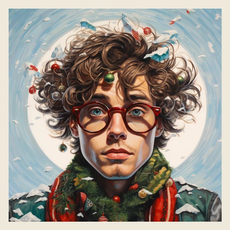 Weihnachtszauber Portrait mit roter Brille