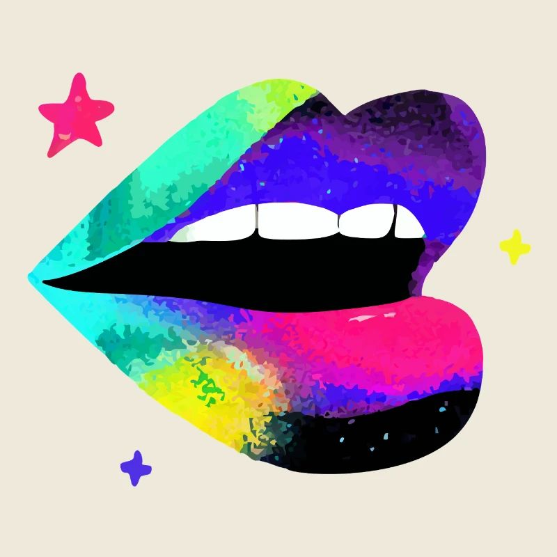 Lèvres arc-en-ciel prismatiques Pop Art