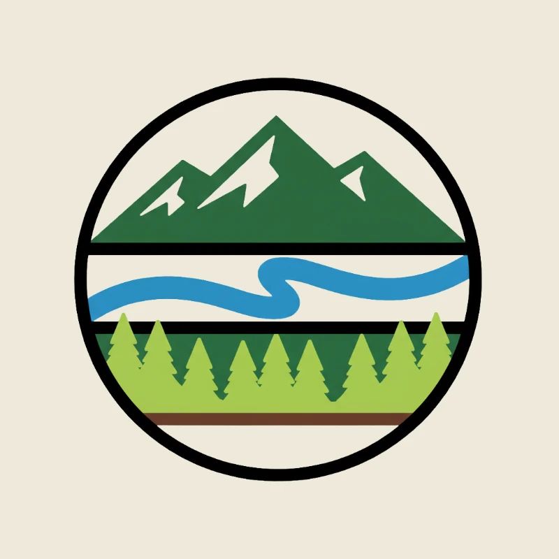 Berg Fluss Wald | Outdoor Abenteuer Logo