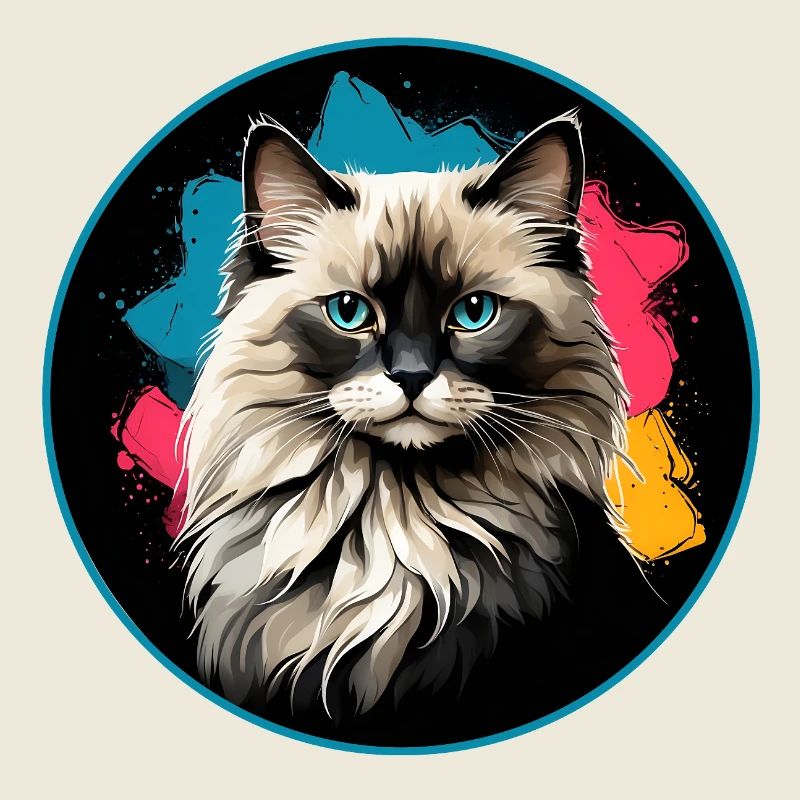 Portrait de chat éclaboussures de néons dans un cercle