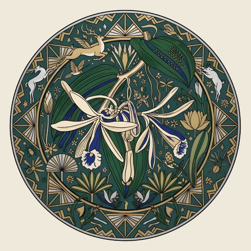 Orchidée vanille et feuillage