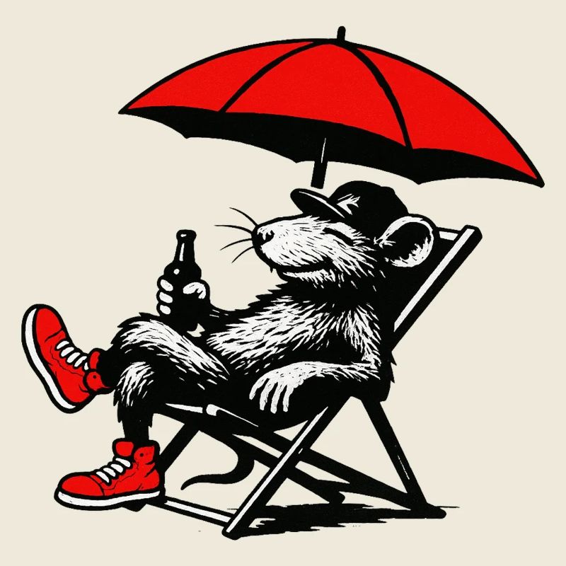 Ratte mit Sonnenschirm Relax