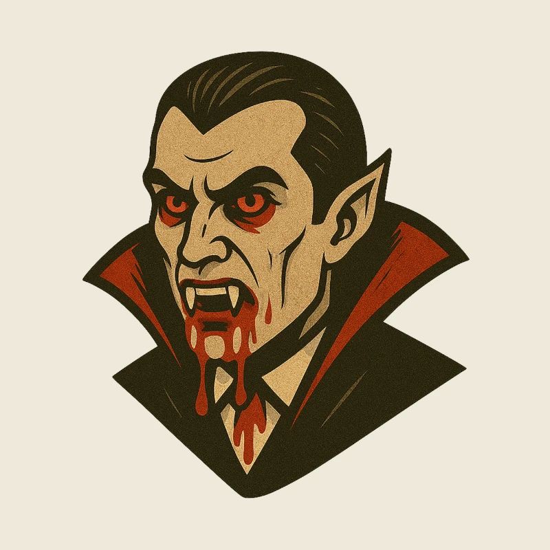 Vampire Dracula Illustration Retro Style Halloween