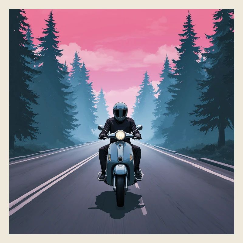 Motorcyclists in the forest