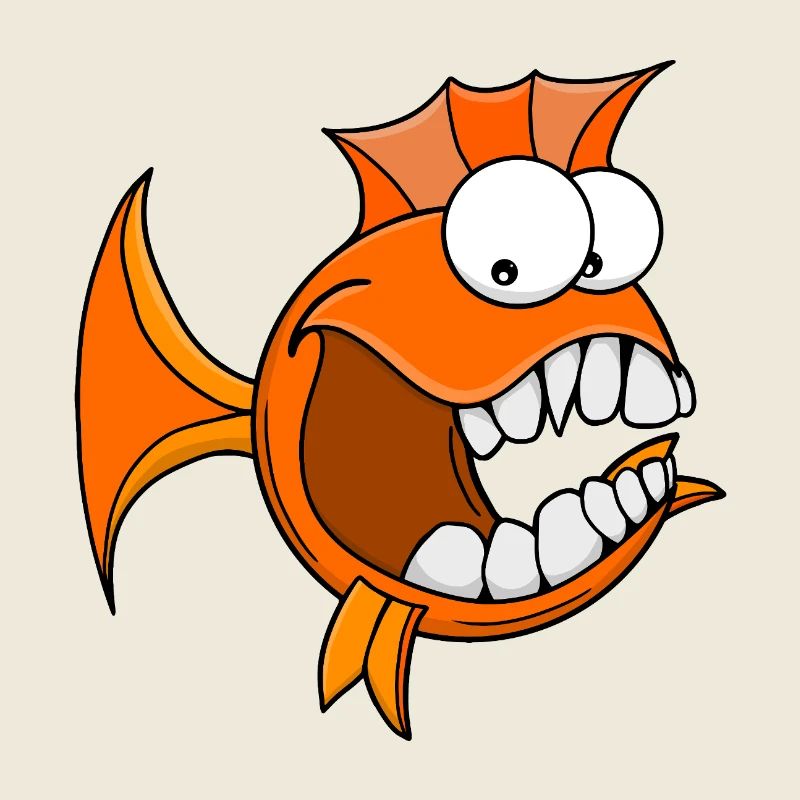 Poisson orange à dents en colère