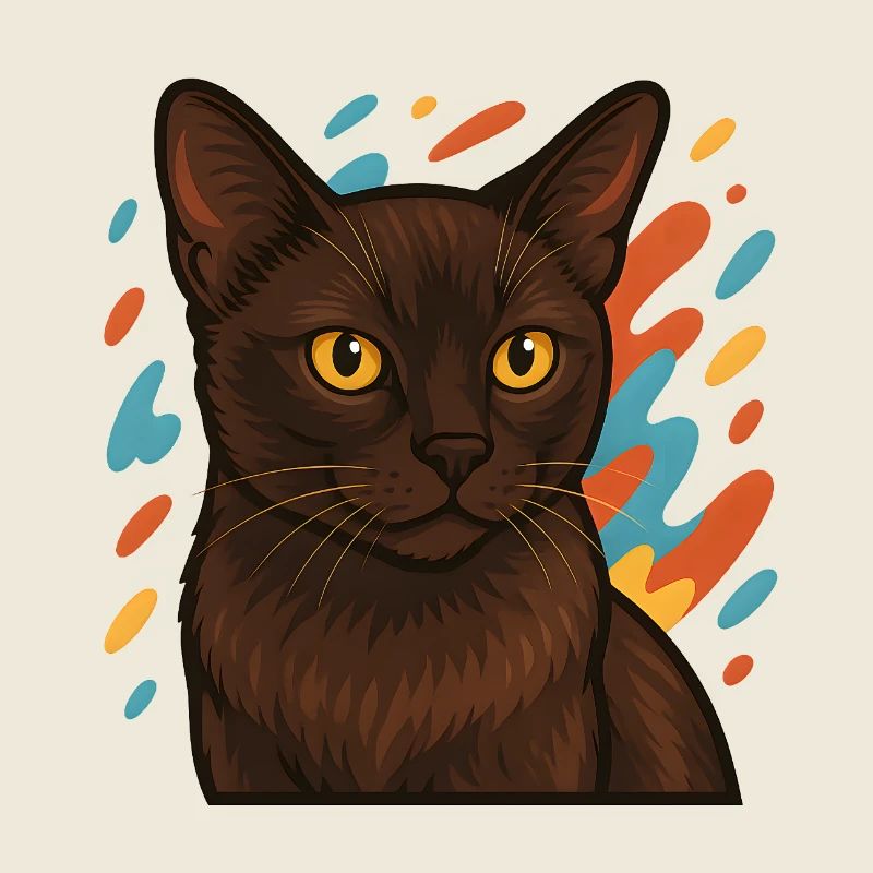 Burma-Katze mit buntem Hintergrund