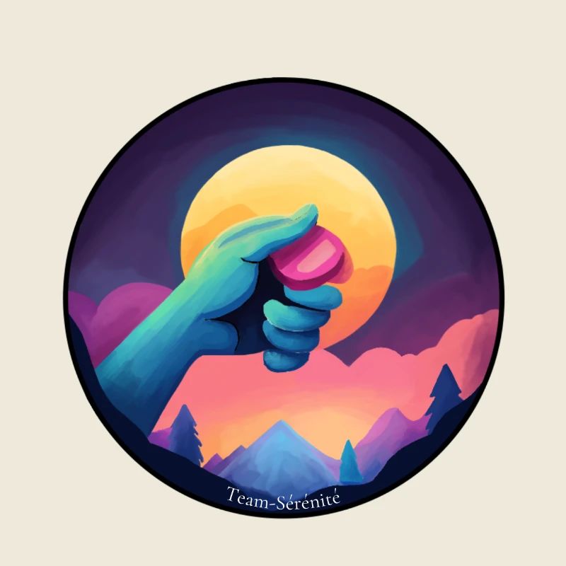 Blue hand holding a chip