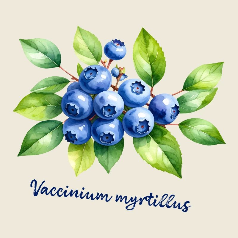 Illustration botanique de myrtille