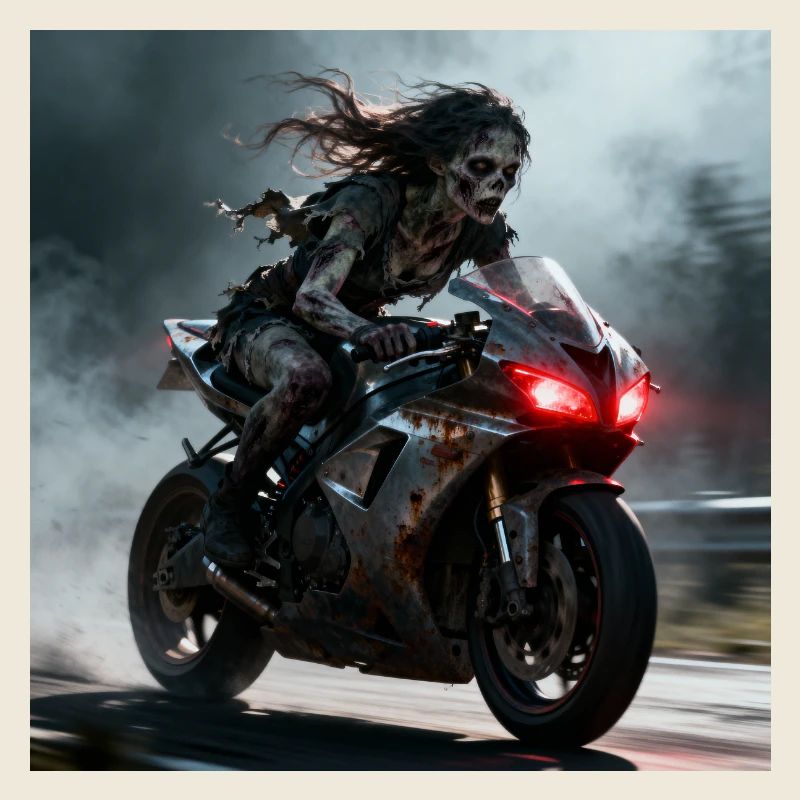 Zombie rider on rusty machine