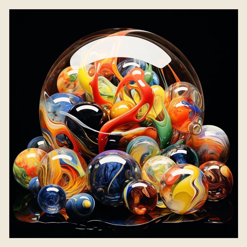 Explosion de boule en verre coloré