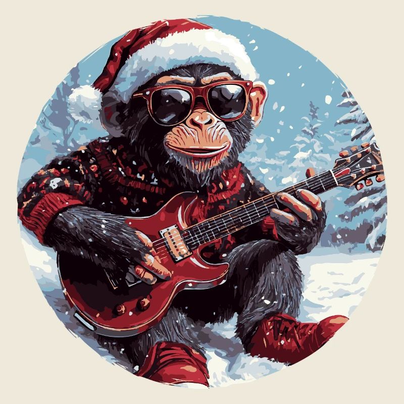 Guitare de Noël Singe