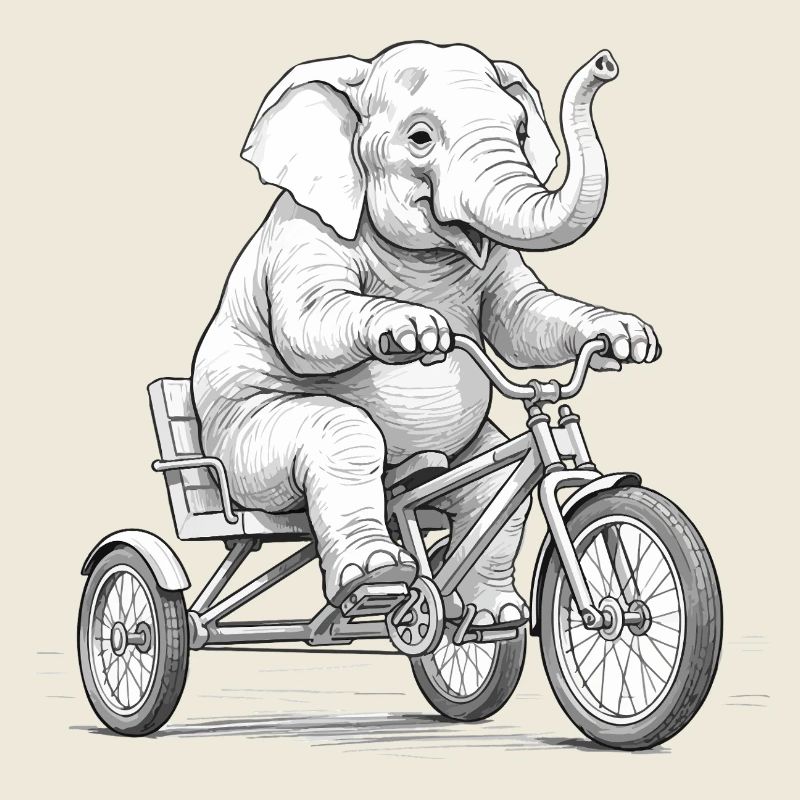 Elefant auf einem Dreirad