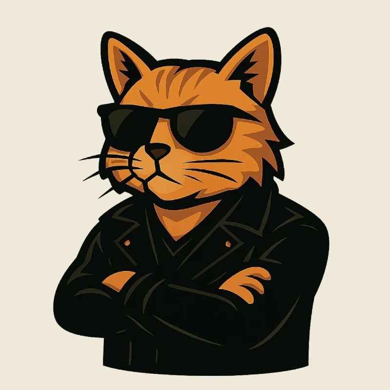 Cool cat with sunglasses in leather look