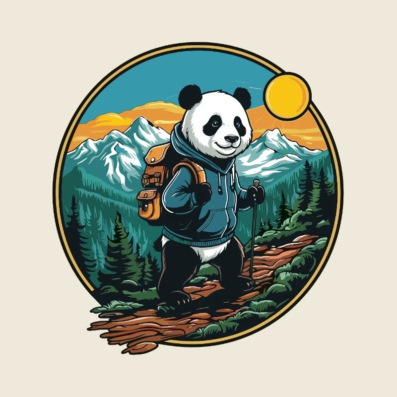 Süßer Panda Wandern, Camping Bergabenteuer